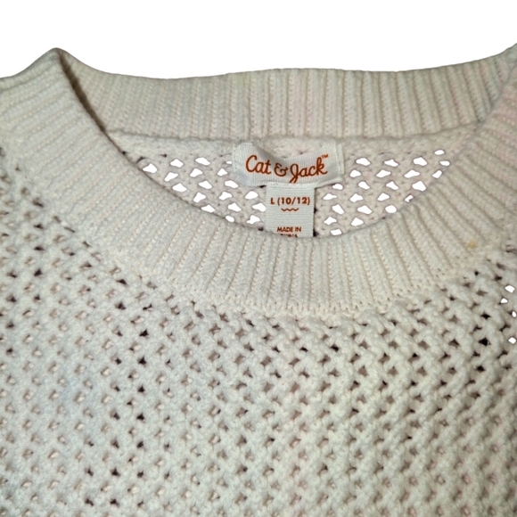 Cat & Jack white waffle sweater size large 10/12 - Picture 2 of 2